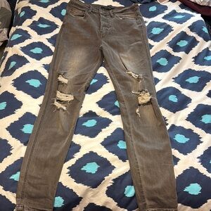 Flying Monkey Women’s Skinny Ripped Gray Jeans